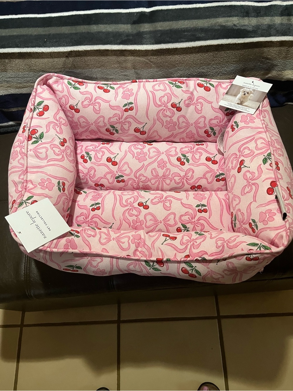 Nanette Lepore Pink Cherry Print Dog Bed